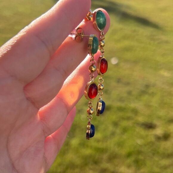 Anthropologie Multicolored Dangle Earrings With Gold Plating - Picture 8 of 10